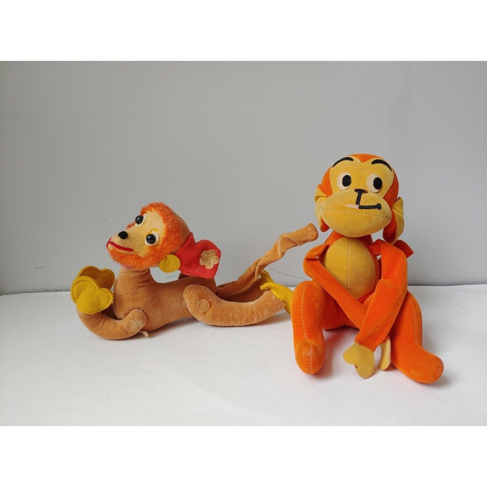 Vintage‎ felt monkey pair Japan Dakin stuffed